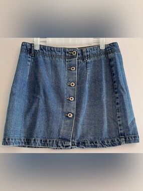 Vintage No Excuses Button Front Denim Mini Skirt 13/14